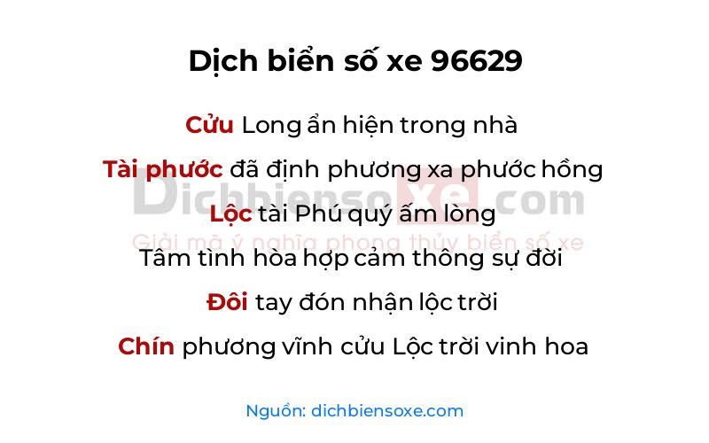 Dịch thơ biển số 96629
