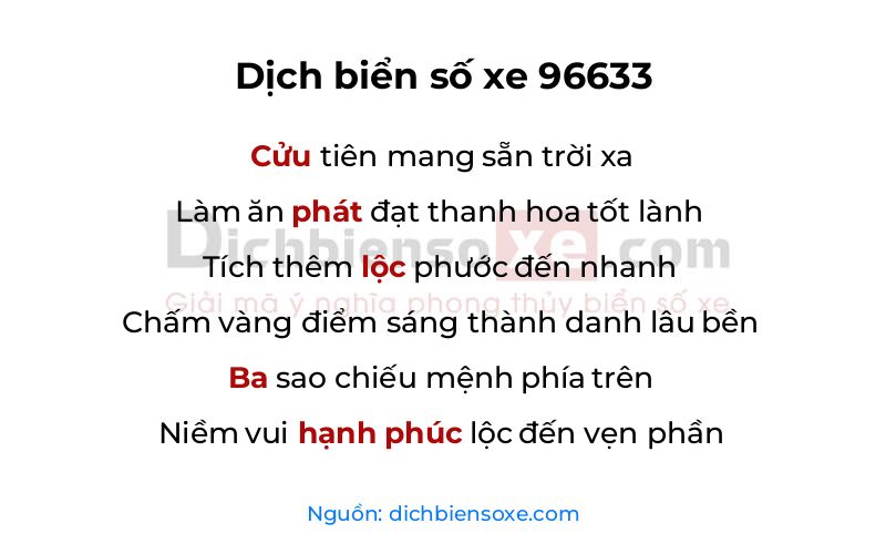 Dịch thơ biển số 96633