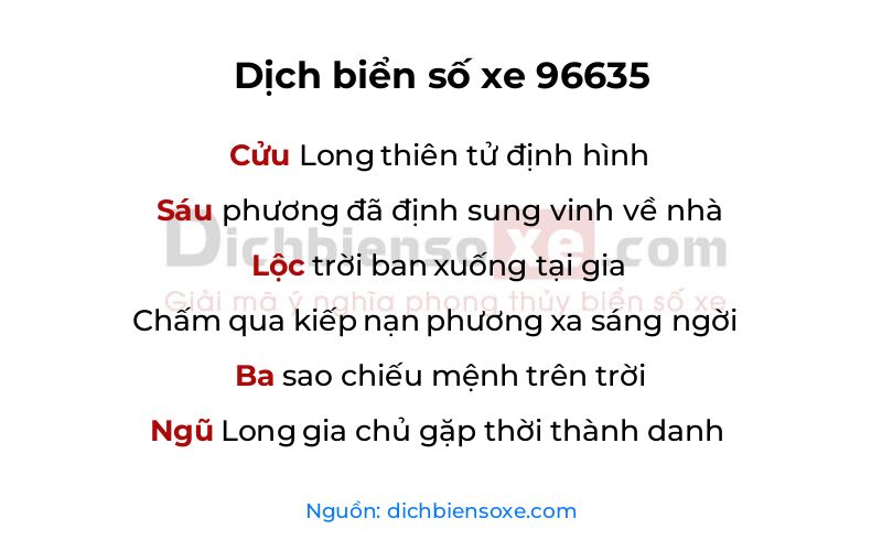 Dịch thơ biển số 96635