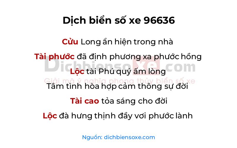 Dịch thơ biển số 96636