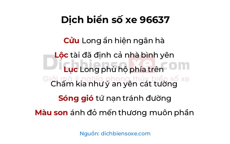 Dịch thơ biển số 96637