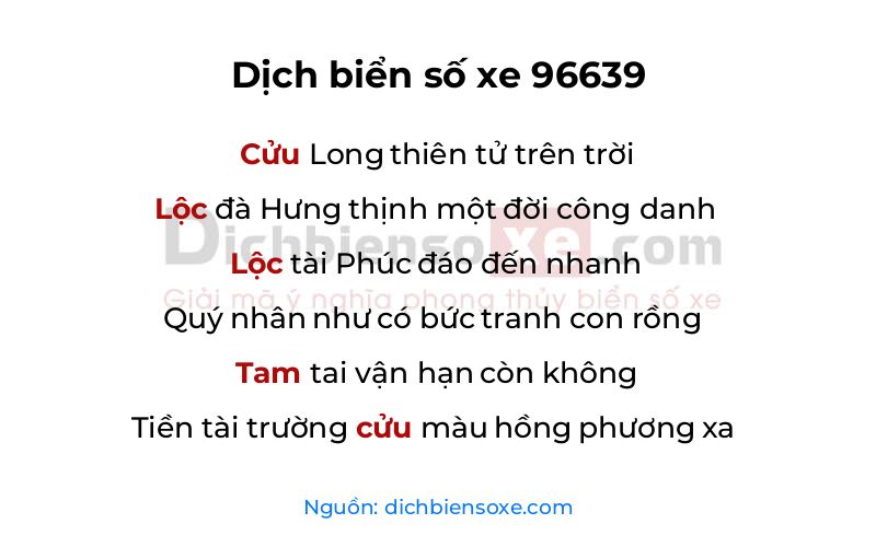 Dịch thơ biển số 96639