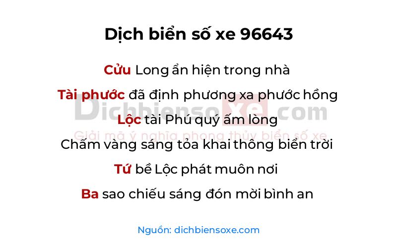 Dịch thơ biển số 96643