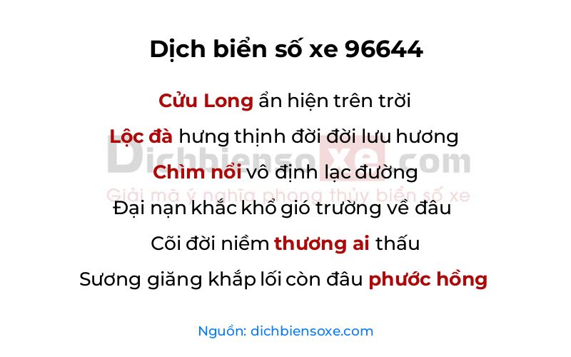 Dịch thơ biển số 96644