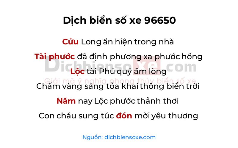 Dịch thơ biển số 96650