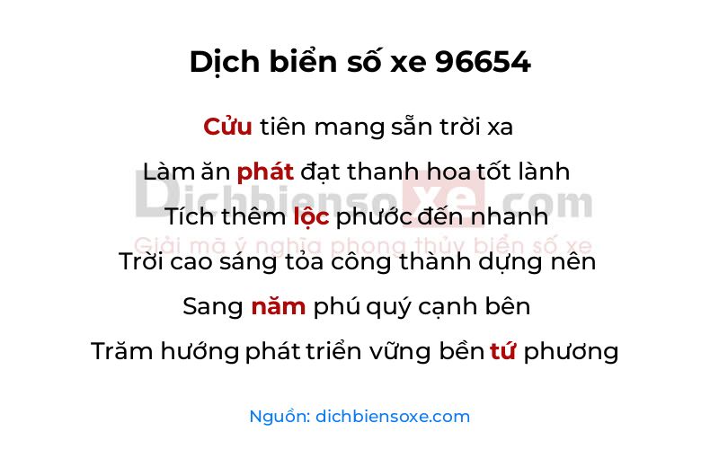 Dịch thơ biển số 96654