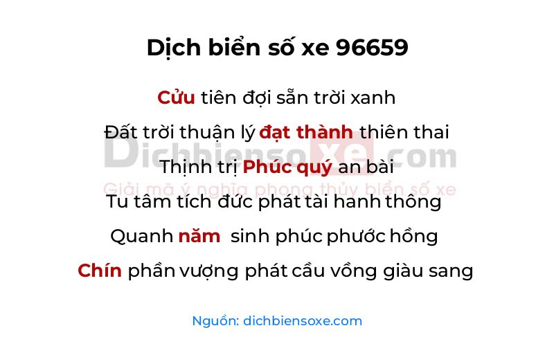 Dịch thơ biển số 96659