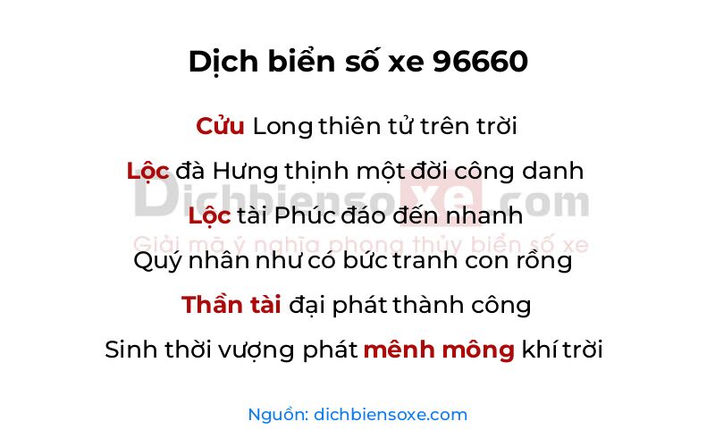 Dịch thơ biển số 96660