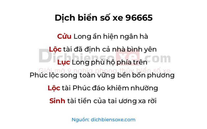 Dịch thơ biển số 96665