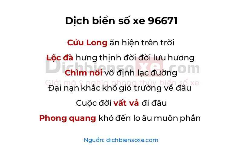 Dịch thơ biển số 96671