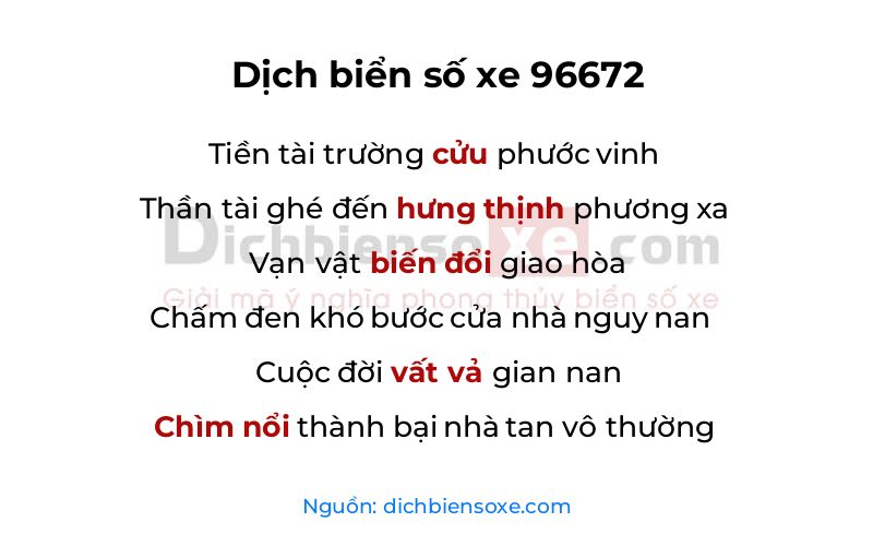 Dịch thơ biển số 96672