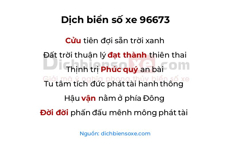 Dịch thơ biển số 96673