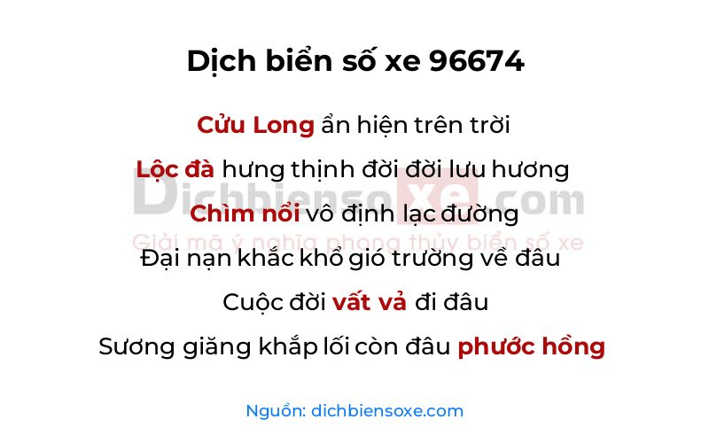 Dịch thơ biển số 96674