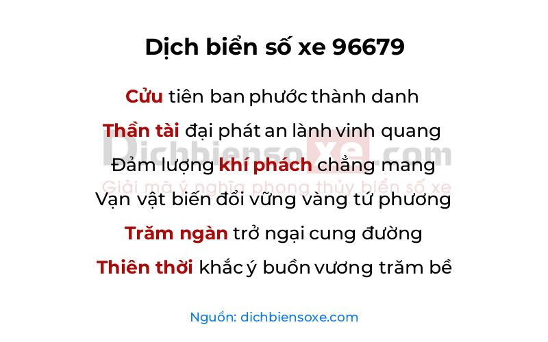 Dịch thơ biển số 96679
