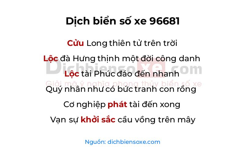 Dịch thơ biển số 96681