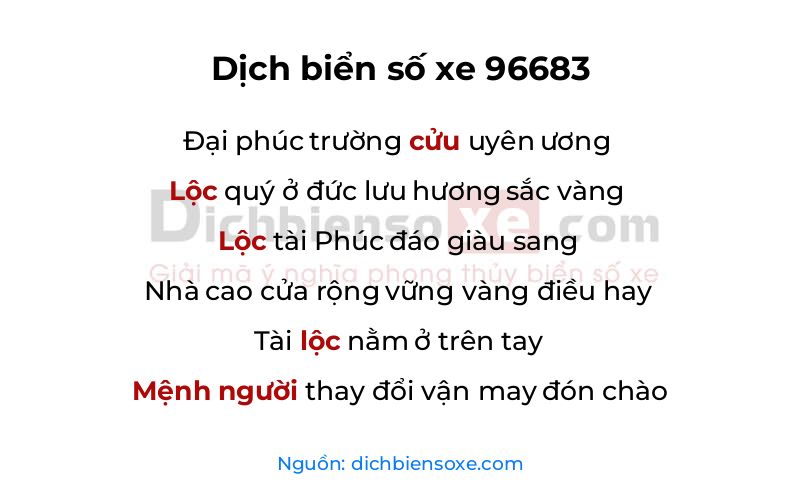 Dịch thơ biển số 96683
