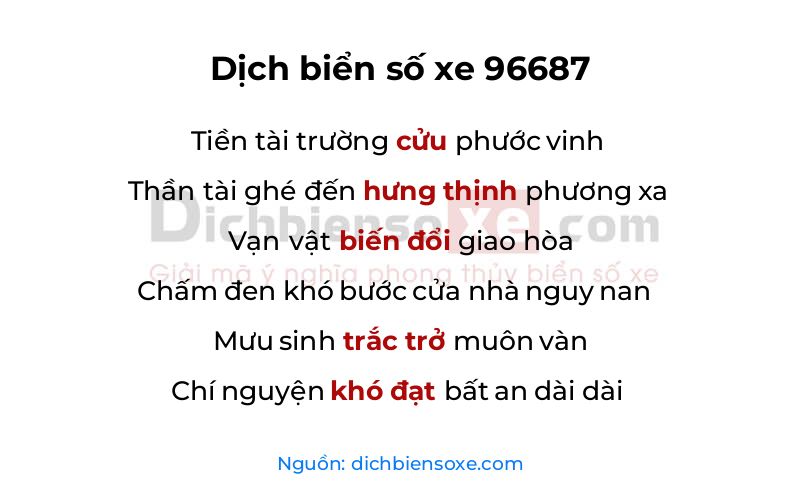 Dịch thơ biển số 96687