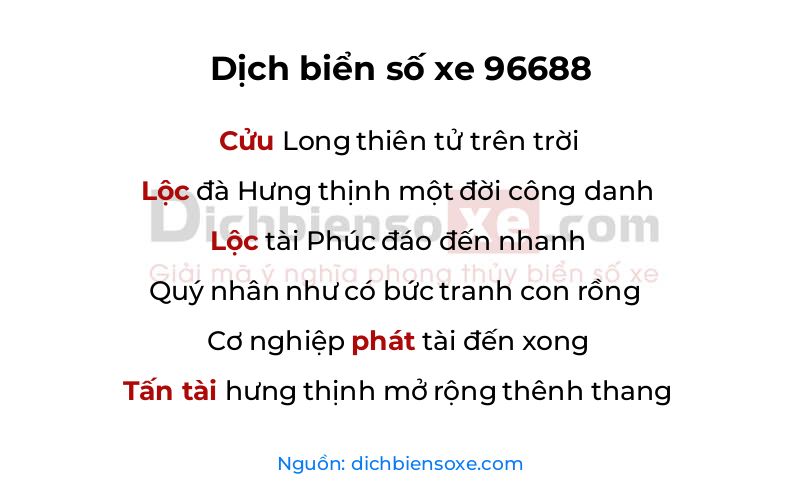Dịch thơ biển số 96688