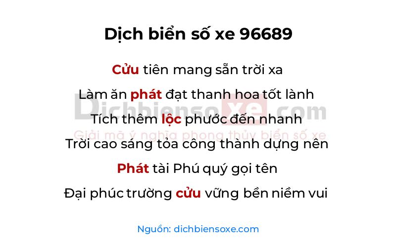 Dịch thơ biển số 96689