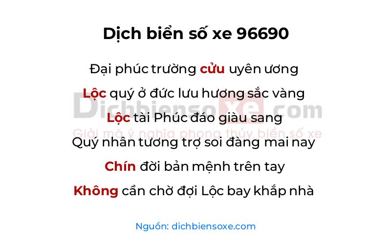 Dịch thơ biển số 96690