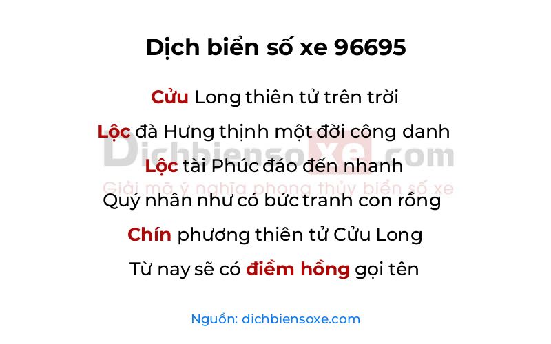 Dịch thơ biển số 96695