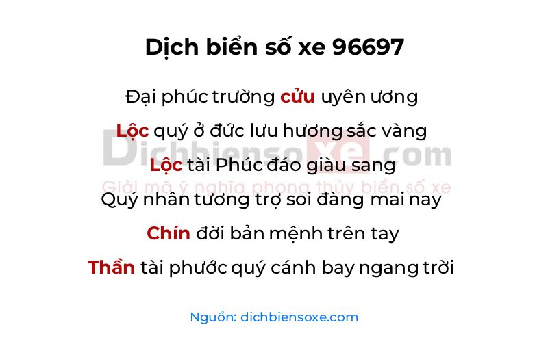 Dịch thơ biển số 96697
