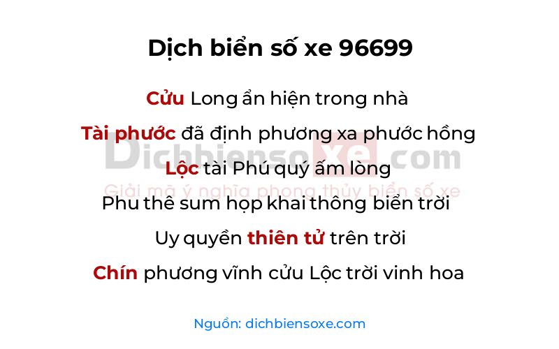 Dịch thơ biển số 96699