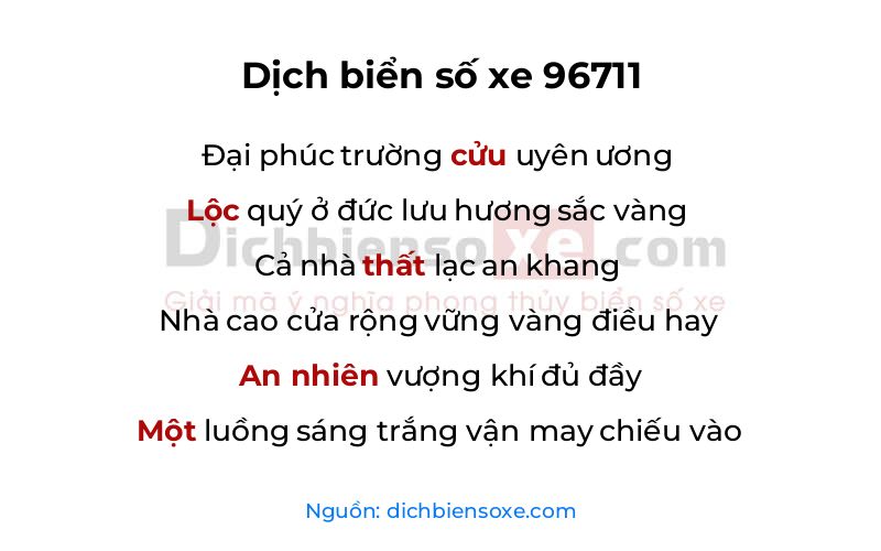Dịch thơ biển số 96711