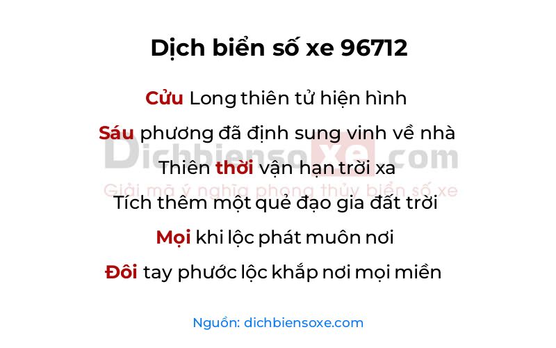 Dịch thơ biển số 96712