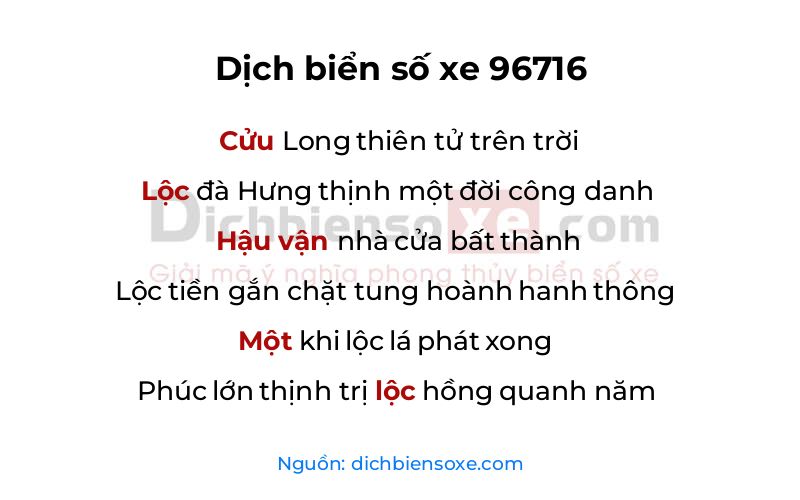 Dịch thơ biển số 96716