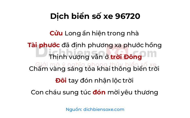 Dịch thơ biển số 96720