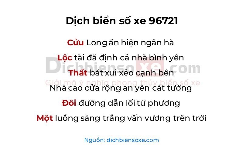Dịch thơ biển số 96721