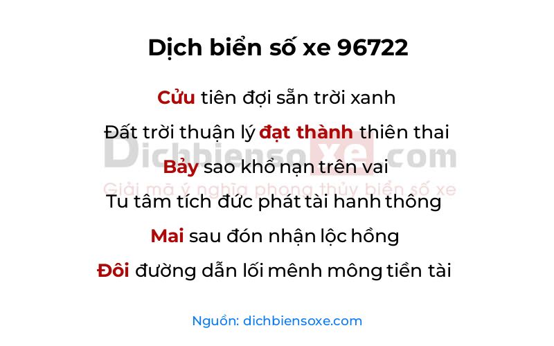 Dịch thơ biển số 96722