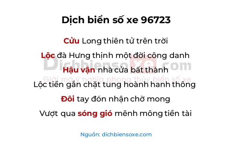 Dịch thơ biển số 96723