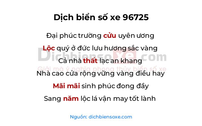 Dịch thơ biển số 96725