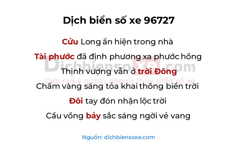 Dịch thơ biển số 96727