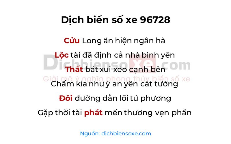 Dịch thơ biển số 96728