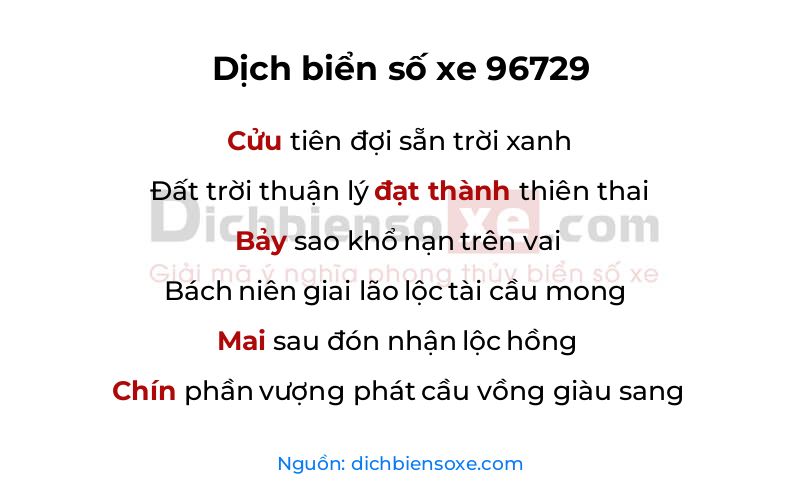 Dịch thơ biển số 96729