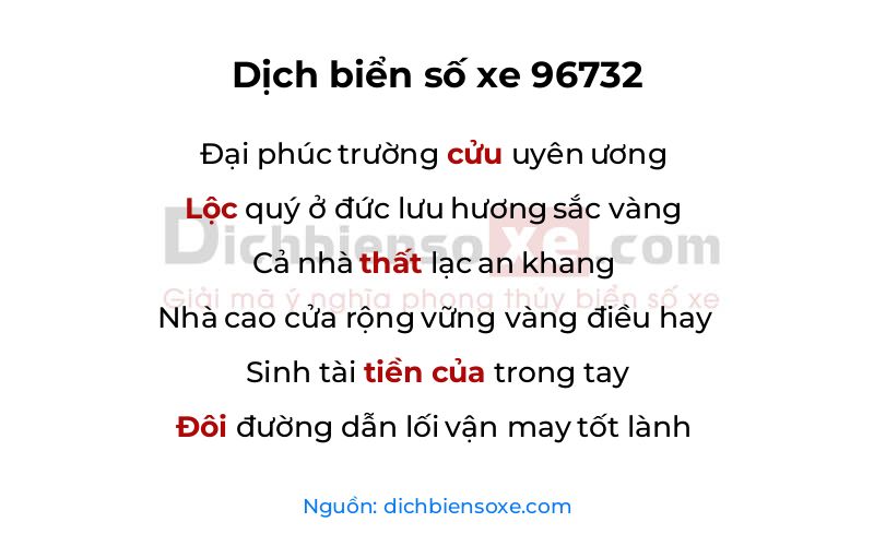 Dịch thơ biển số 96732