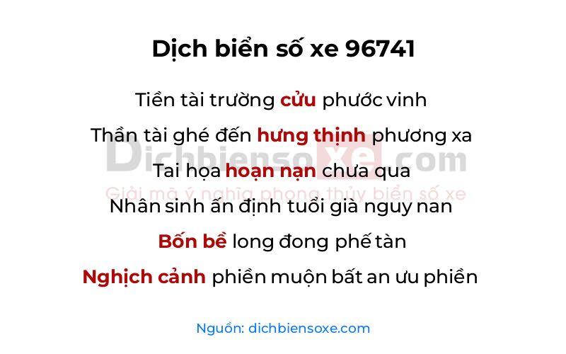 Dịch thơ biển số 96741