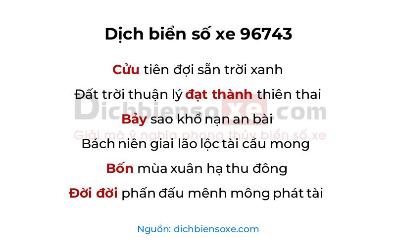 Dịch thơ biển số 96743
