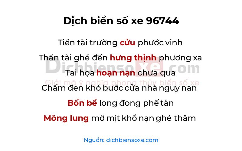 Dịch thơ biển số 96744