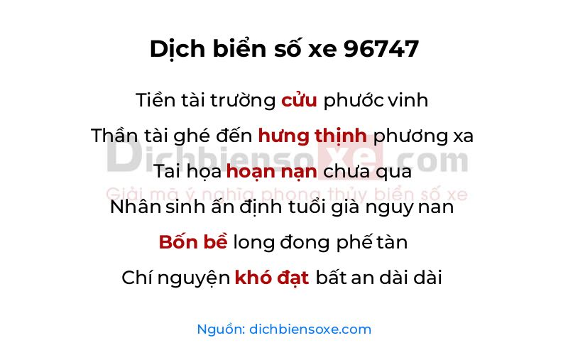 Dịch thơ biển số 96747