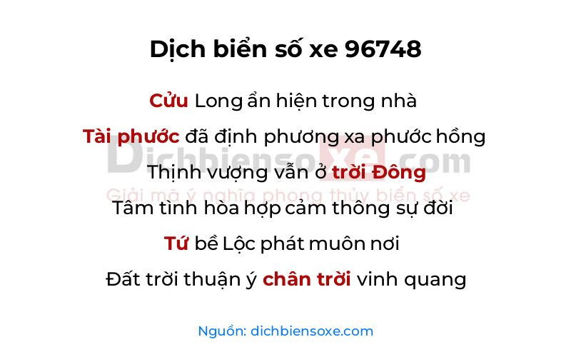 Dịch thơ biển số 96748