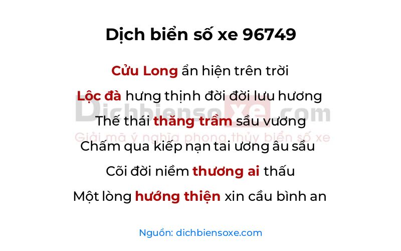 Dịch thơ biển số 96749