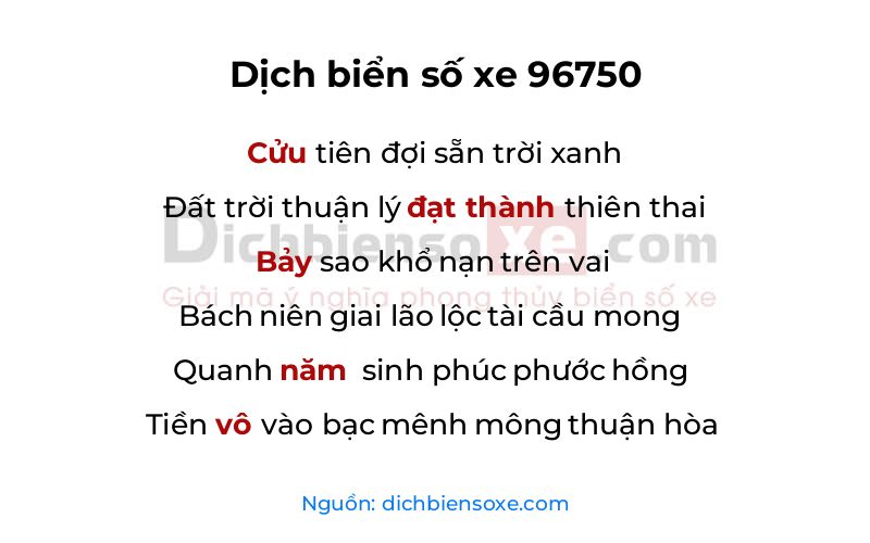 Dịch thơ biển số 96750
