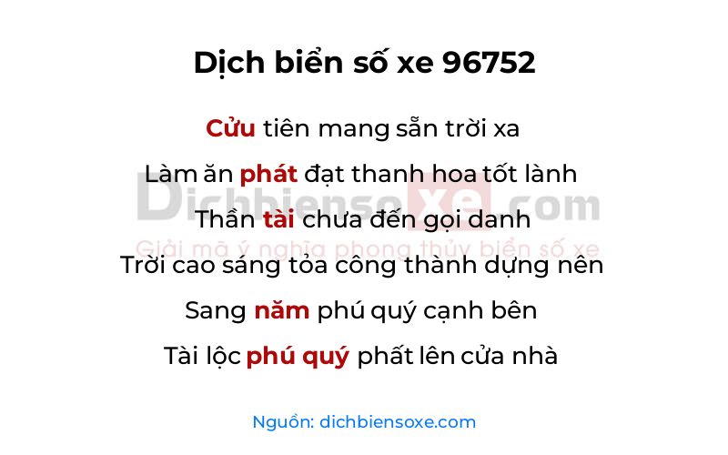 Dịch thơ biển số 96752