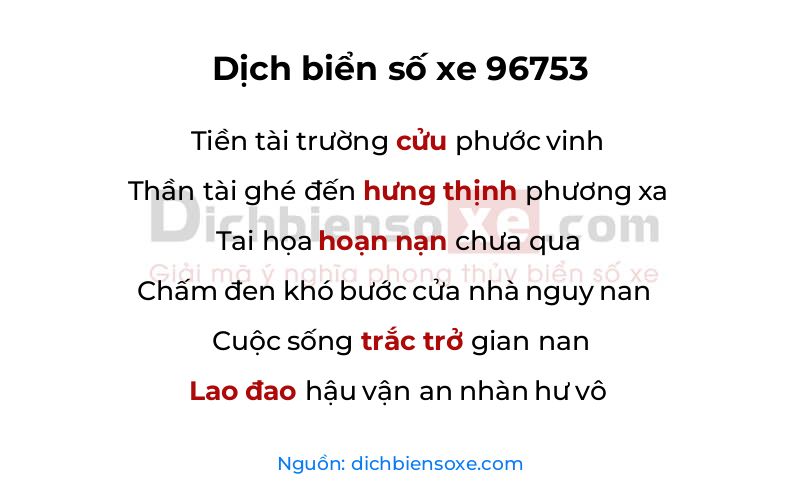 Dịch thơ biển số 96753