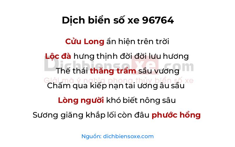 Dịch thơ biển số 96764