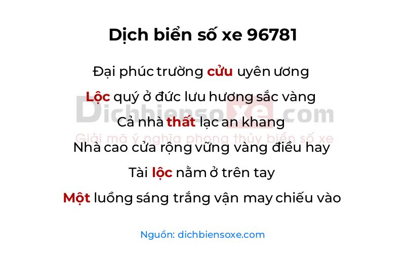 Dịch thơ biển số 96781